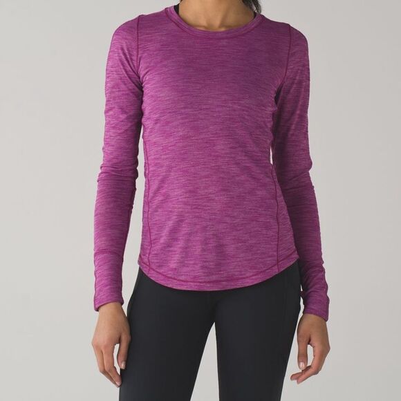 Lululemon Heathered Fuchsia Pink 5 Mile Long Sleeve Tee Top - Picture 1 of 12